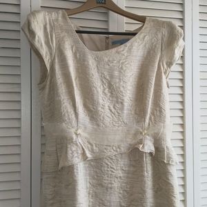 Elegant Cream & Gold Cocktail Dress